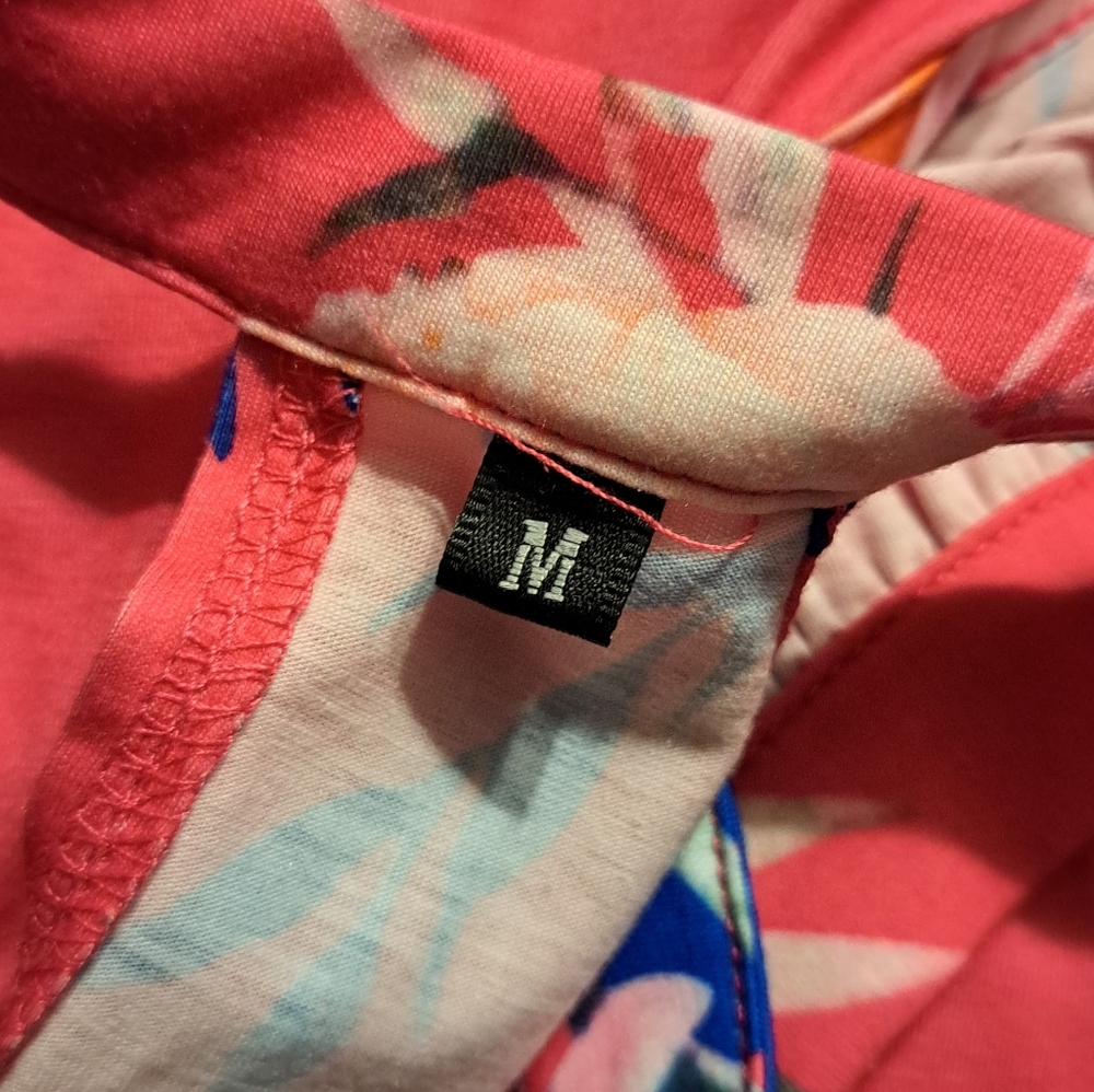 Ouges Size M Bright Pink Floral Halter Neck Casua… - image 2